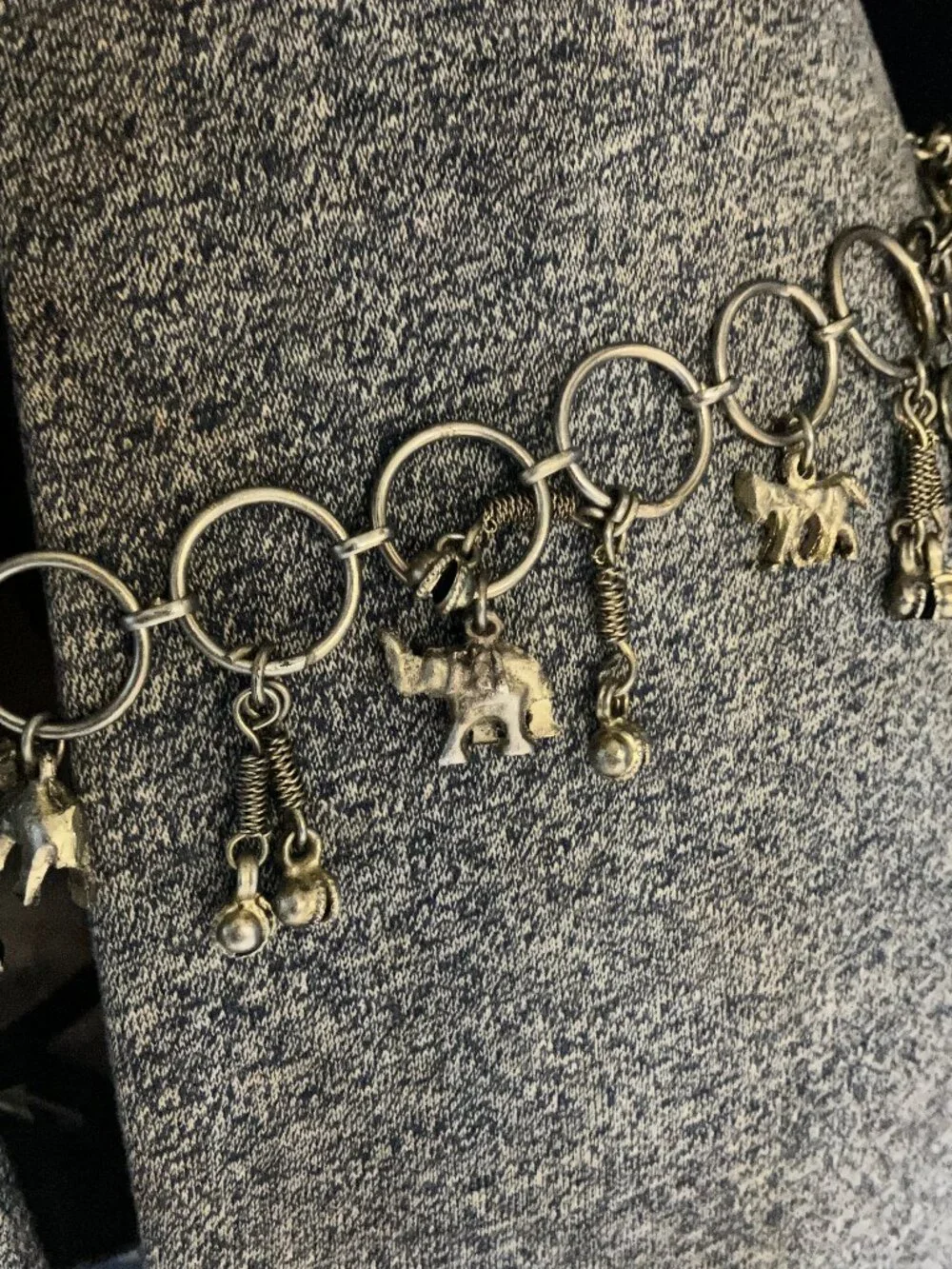 Vintage Metal Chain Belt with Animal Charms & Bells